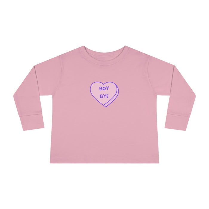 Boy Bye Toddler Long Sleeve Tee, Toddler Valentines Tee, Valentines Tee for Toddler Girls, Cute Kids Vday Shirt, Funny Valentines Shirt