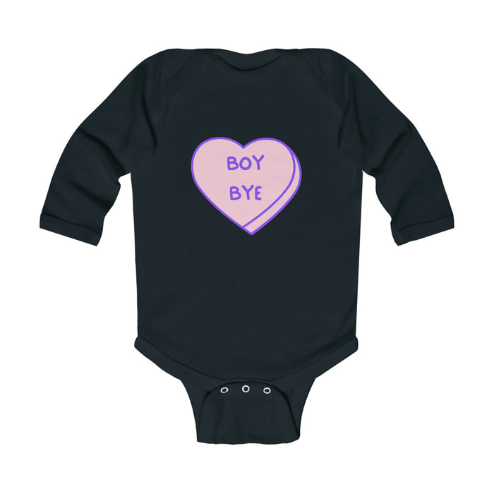 Boy Bye Infant Long Sleeve Bodysuit, Baby Valentines Onesie, Candy Heart Baby Shirt, Matching Family Vday Shirts