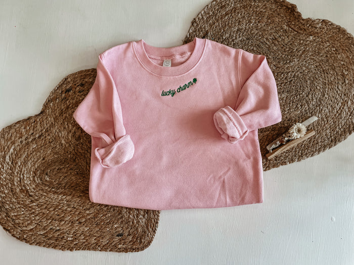 Lucky Charm Embroidered Toddler Crewneck