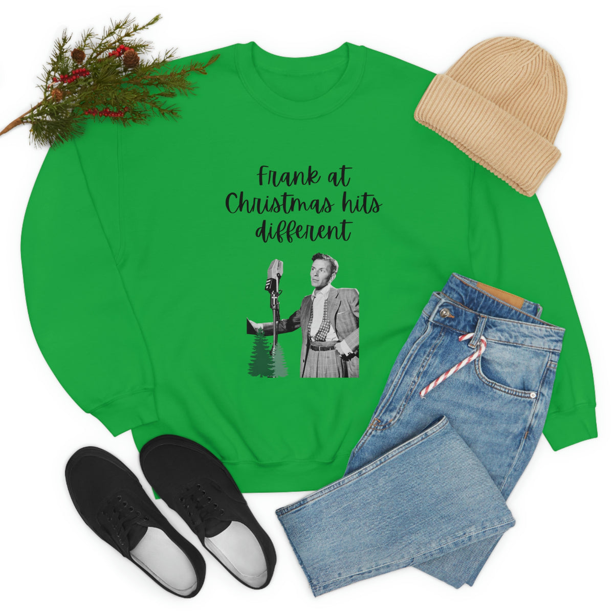 Frank at Christmas Crewneck, Frank Sinatra Sweatshirt, Holiday Gifts for Sinatra Fans, Frank Sinatra Christmas Pullover