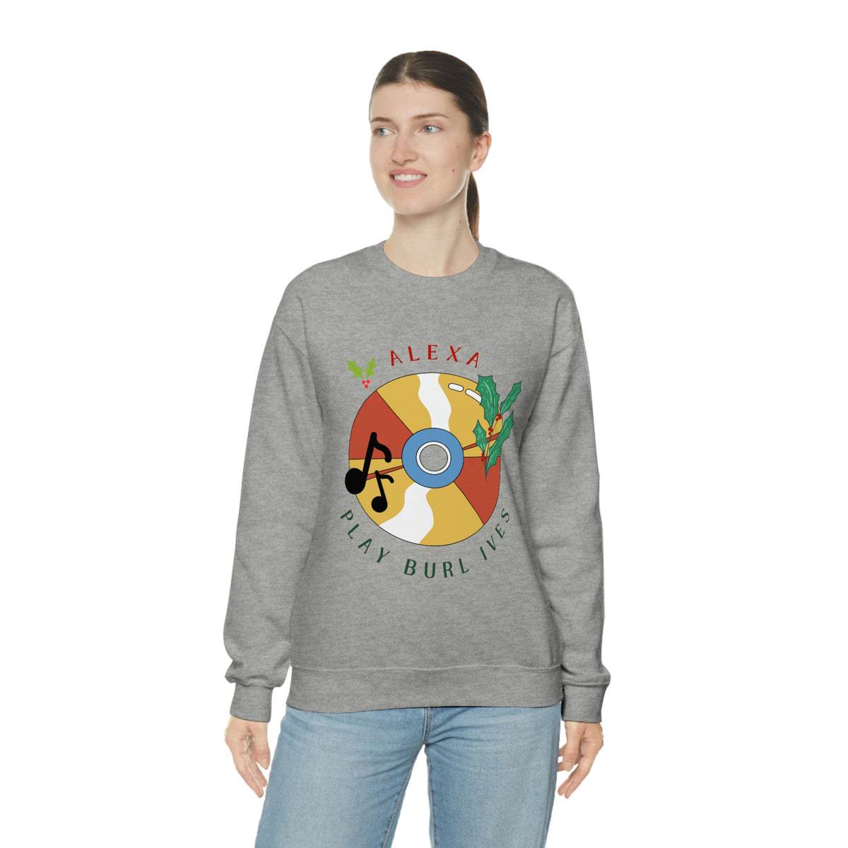 Alexa, Play Burl Ives Crewneck, Christmas Time Sweater, Holiday Cozy, Oversized, Unisex Sweatshirt, Christmas Music Top