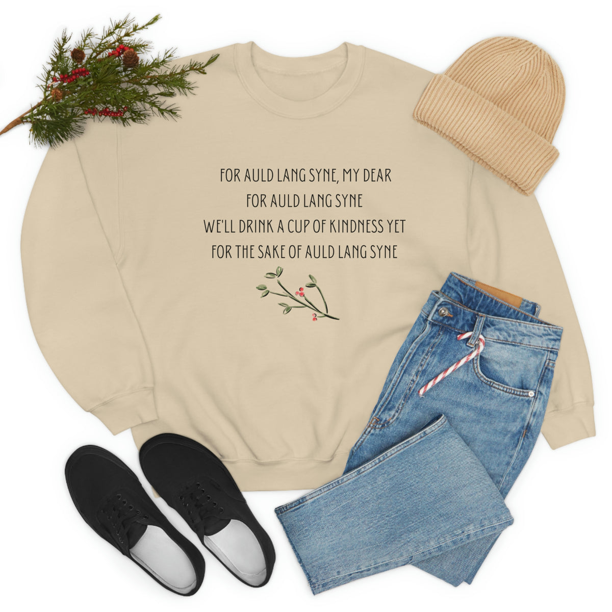 Old Lang Syne Crewneck, Holiday Sweatshirt, Christmas Cozy, Oversized Hoodie, Old Lang Syne Music Top
