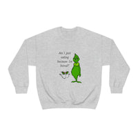 The Grinch Holiday Crewneck, Am I just Eating Because I am Bored Top, Grinch Humor Sweatshirt, Holiday Giftables, Gifts