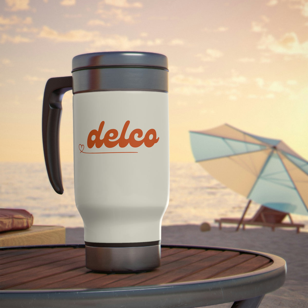 delco Steel Travel Mug with Handle, 14oz