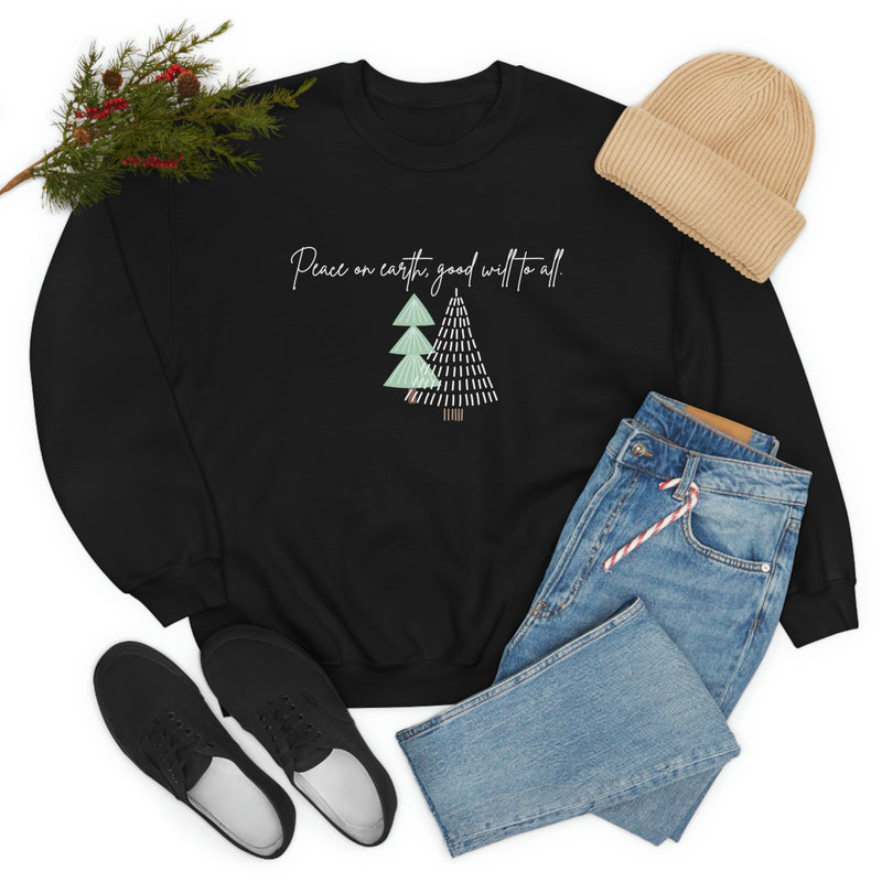 Peace to all on Earth, Good will to All Crewneck, Minimalist Holiday Hoodie, Christmas Time Gifts, Cozy Christmas Sweatshirt