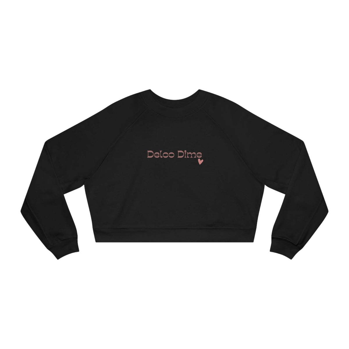 Delco Dime Cropped Fleece Pullover, Women's Fleece Top, Trendy Black Crop Top, Delco PA Gift