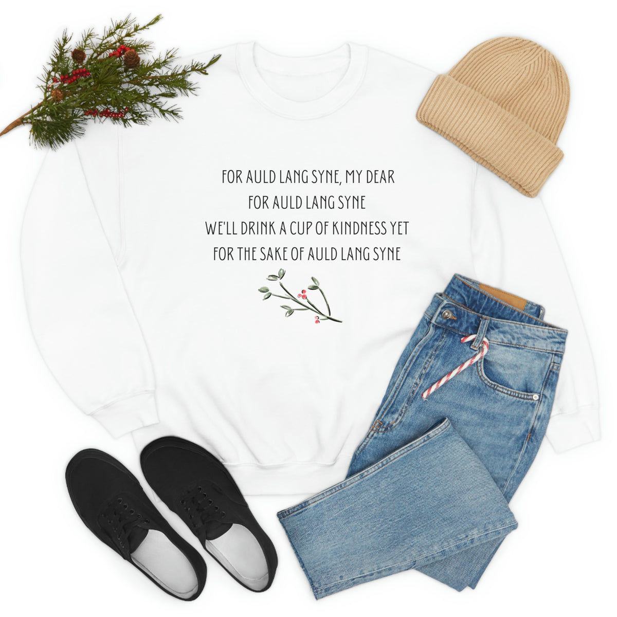 Old Lang Syne Crewneck, Holiday Sweatshirt, Christmas Cozy, Oversized Hoodie, Old Lang Syne Music Top