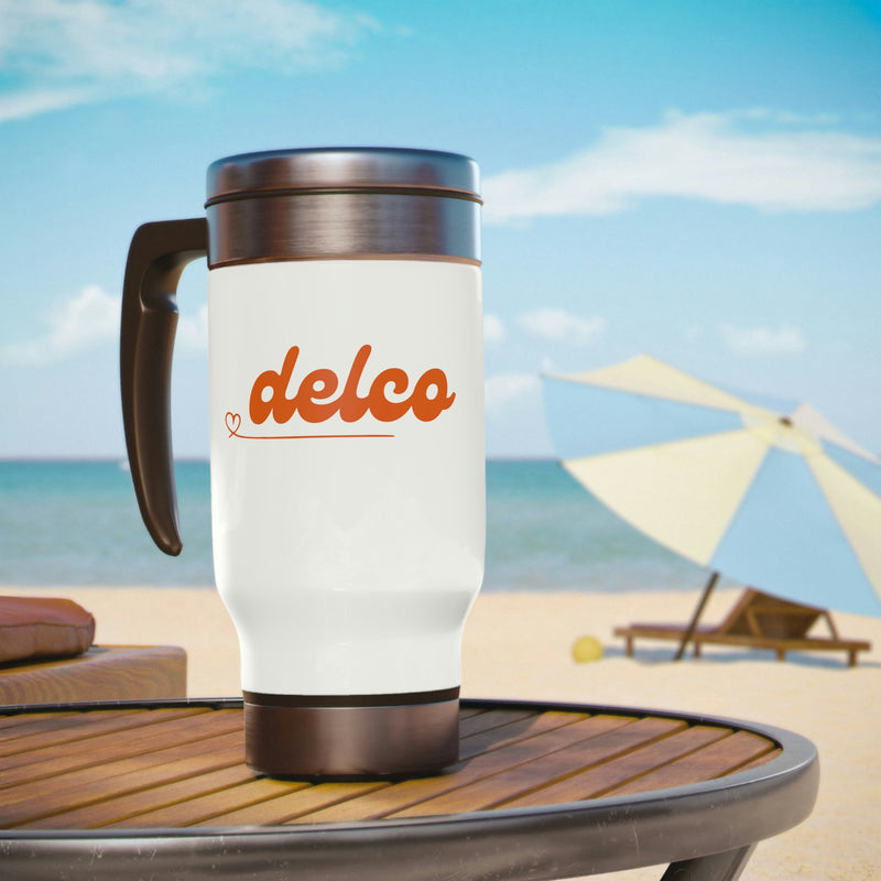 delco Steel Travel Mug with Handle, 14oz