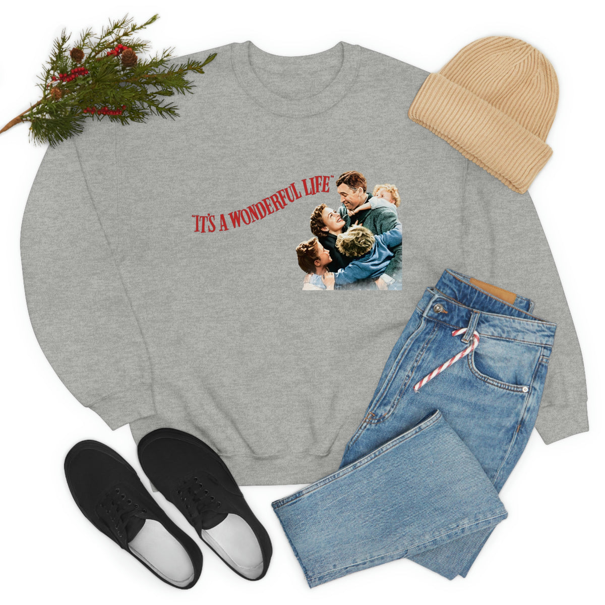 It's a Wonderful Life Classic Crewneck, Classic Christmas Movie Sweatshirt, Cozy Christmas Sweater, Oversized, Unisex, Retro