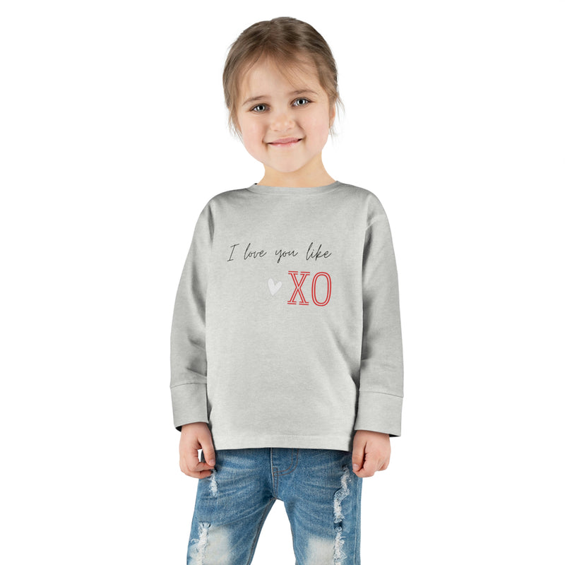 I Love You Like XO Toddler Long Sleeve Tee, Toddler Valentines Hearts Tee, XO Vday Shirt for Toddler, Valentines Tee for Toddler Boys