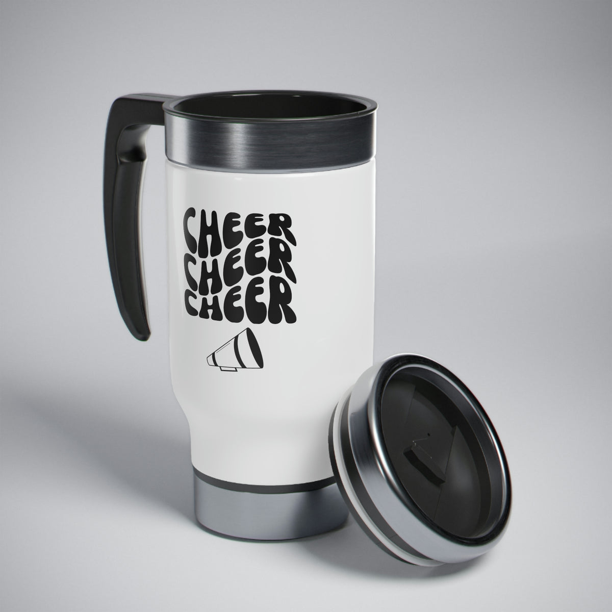 Cheer Steel Travel Mug with Handle, 14oz