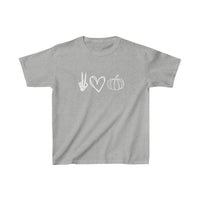 Peace Love Pumpkin Toddler/Youth Tee, Trendy Tee for Kids, Spooky Tee, Holiday T-Shirt, Youth Sizing Hallloween