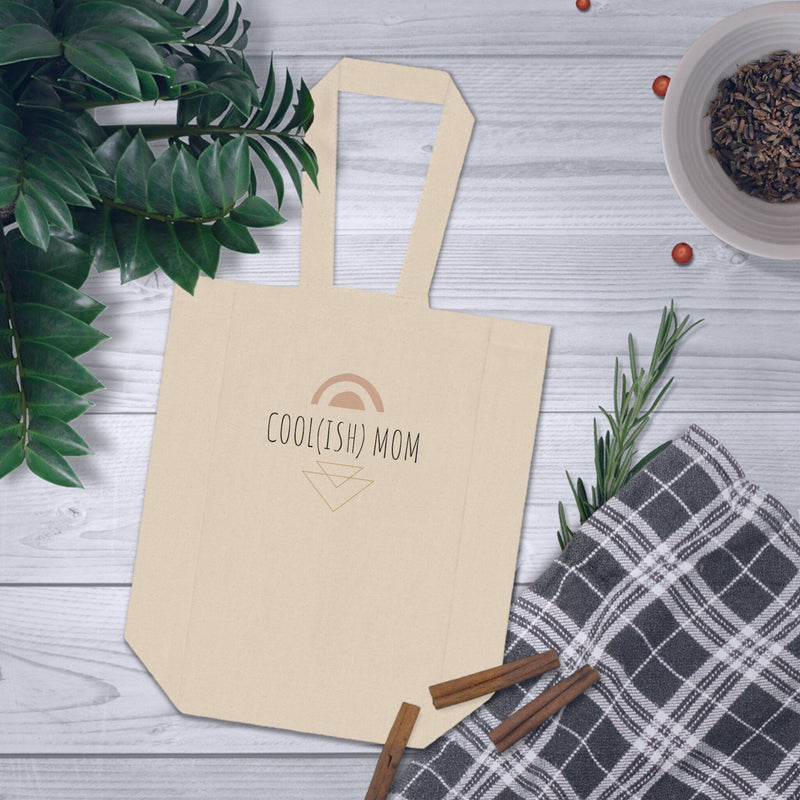 Coolish Mom Tote, Cool Mom Tote, Funny Mom Gift, Wine Tote, Double Wine Bag, Wine Lover Gift, Canvas Wine Tote