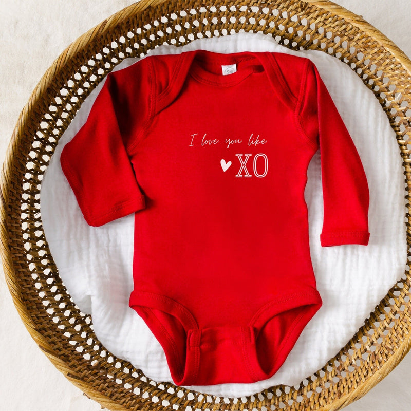 I Love You Like XO Infant Long Sleeve Bodysuit, Baby Valentines Onesie, XOXO Baby Shirt, Matching Family Vday Shirts